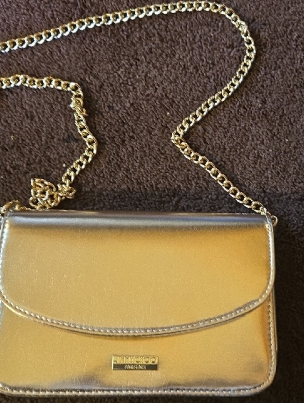 Jimmy Choo Metallic Gold Crossbody Chain Bag